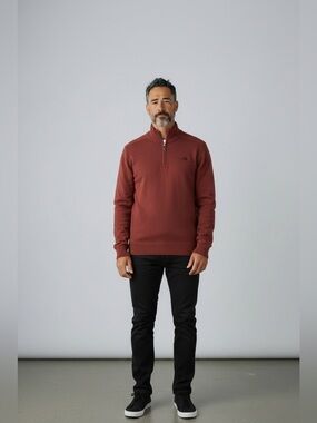 The North Face Men’s Quarter Zip Sweater // Burnt Orange Brown // XXL